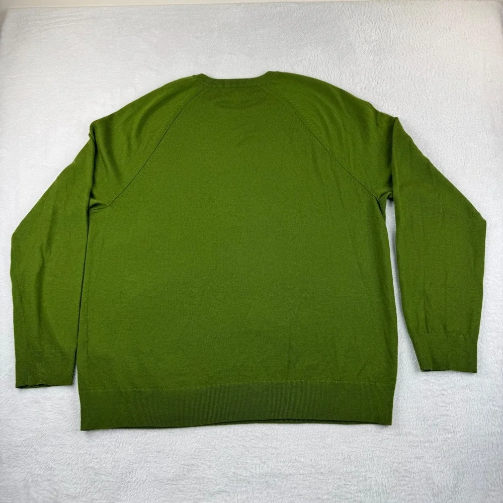 Banana Republic Sweater Mens XL Green Italian Merino Wool Crew Neck Raglan
